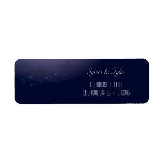 Étiquette de l'adresse de retour des requins bleus (Devant)