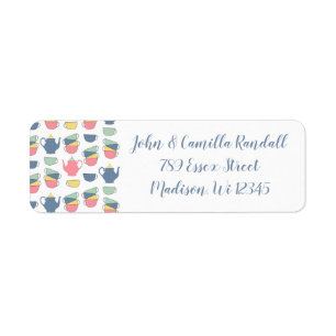 Étiquette de l'adresse de retour des tasses à thé