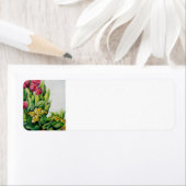 Étiquette de l'adresse de retour des Tulipes roses (En situation)