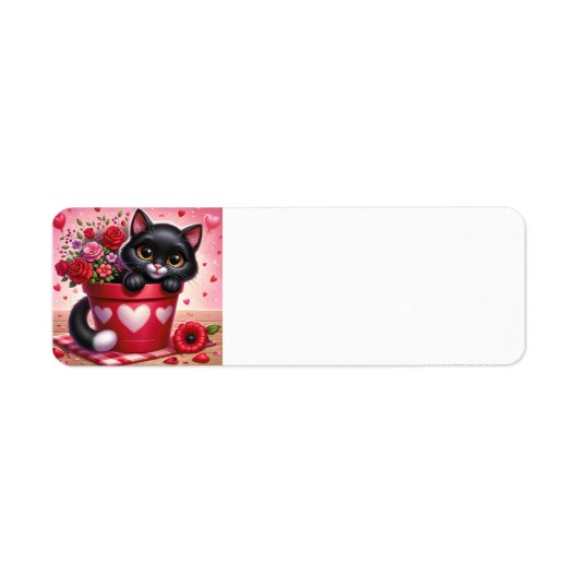 Étiquette de l'adresse de retour du chat Heureuse (Devant)