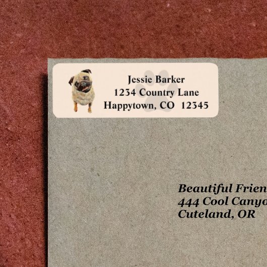 Étiquette de l'adresse de retour du chien de Carli