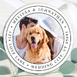 Étiquette de l'adresse de retour du chien de compa<br><div class="desc">Ajoutez la touche finale à vos invitations de mariage avec cette photo personnalisée, et des étiquettes de adresse personnalisés. Customisez avec votre photo, vos noms et votre adresse préférés. Ces étiquettes de adresse simples peuvent être utilisés pour n'importe quelle occasion. DROIT D'AUTEUR © 2020 Judy Burrows, Black Dog Art -...</div>