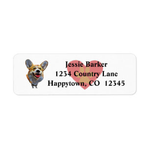 Étiquette de l'adresse de retour du chien de Corgi