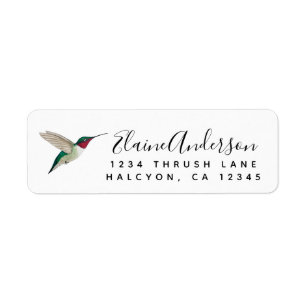 Étiquette de l'adresse de retour du colibri à gorg