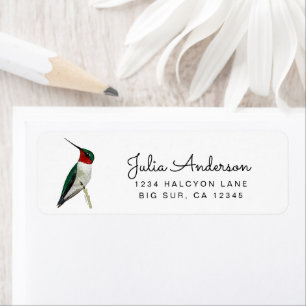 Étiquette de l'adresse de retour du colibri à gorg