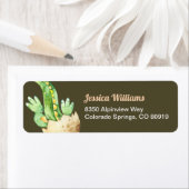 Étiquette de l'adresse de retour du dinosaure vert (En situation)