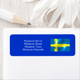 Étiquette de l'adresse de retour du drapeau suédoi