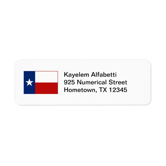 Étiquette de l'adresse de retour du drapeau Texas (Devant)