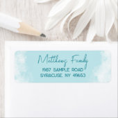 Étiquette de l'adresse de retour du gel bleu (En situation)