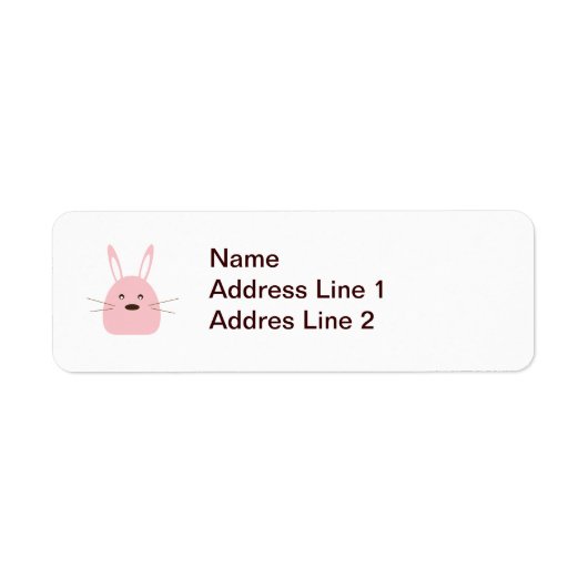 Étiquette de l'adresse de retour du lapin rose (Devant)