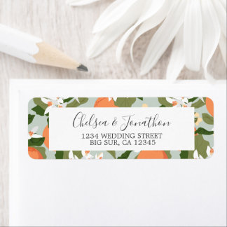 Étiquette de l'adresse de retour du Mariage Citrus