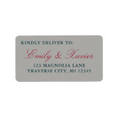 Étiquette de l'adresse de retour du Mariage de la  (Devant)