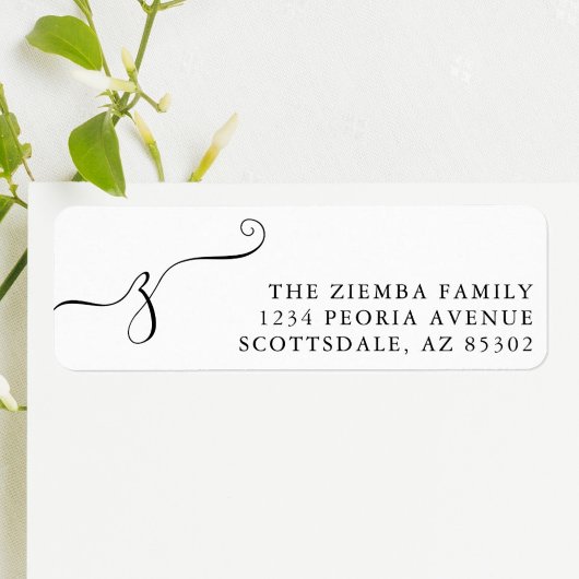 Étiquette de l'adresse de retour du monogramme ini