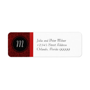 Étiquette de l'adresse de retour du monogramme rou