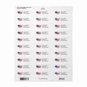 Étiquette de l'adresse de retour du pays du drapea (Feuille entière)