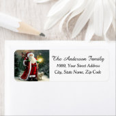 Étiquette de l'adresse de retour du Père Noël avec (En situation)