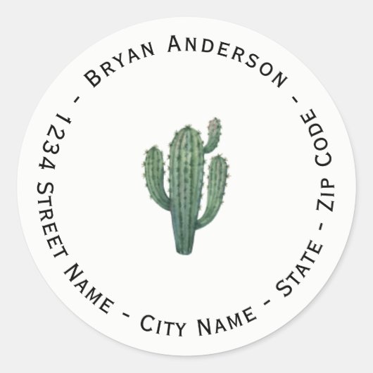 Étiquette de l'adresse de retour du Plante Cactus (Devant)