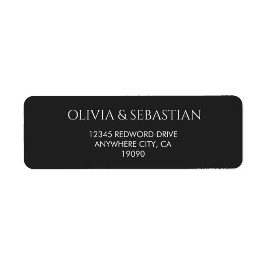 Étiquette de l'adresse de retour du texte noir (Devant)