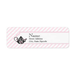 Étiquette de l'adresse de retour du thé rose
