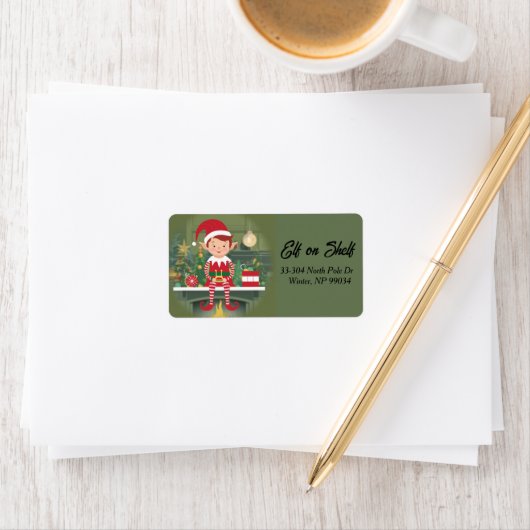 Étiquette de l'adresse de retour Elf on Shelf (En situation)