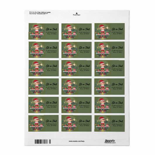 Étiquette de l'adresse de retour Elf on Shelf (Feuille entière)
