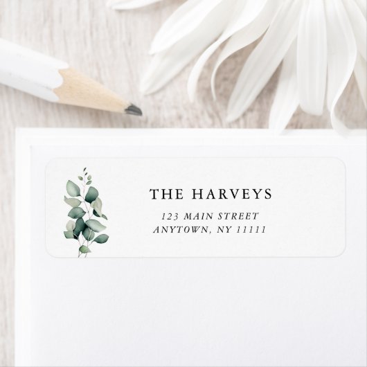 Étiquette de l'adresse de retour Eucalyptus (En situation)