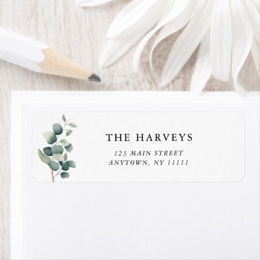 Étiquette de l'adresse de retour Eucalyptus (En situation)