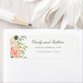 Étiquette de l'adresse de retour Floral Peach Blus (En situation)