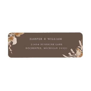 Étiquette de l'adresse de retour florale beige bei