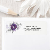 Étiquette de l'adresse de retour florale en argent (En situation)