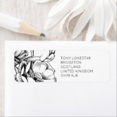 Étiquette de l'adresse de retour florale gravée mo (En situation)