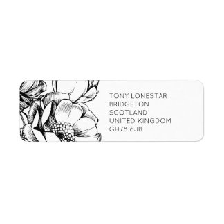 Étiquette de l'adresse de retour florale gravée mo