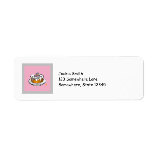 Étiquette de l'adresse de retour gâteau rose (Devant)