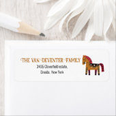 Étiquette de l'adresse de retour Joyeux Cheval (En situation)