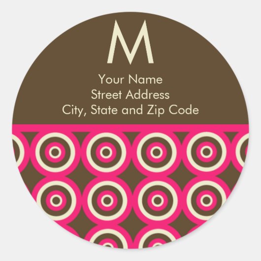 Étiquette de l'adresse de retour Monogramme - Rose (Devant)