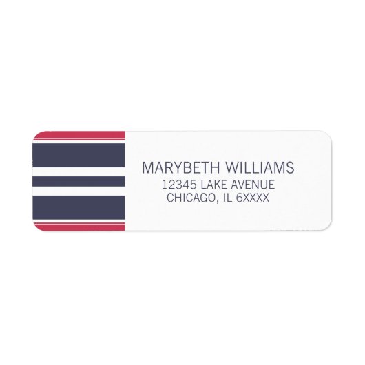 Étiquette de l'adresse de retour Preppy Red, White (Devant)