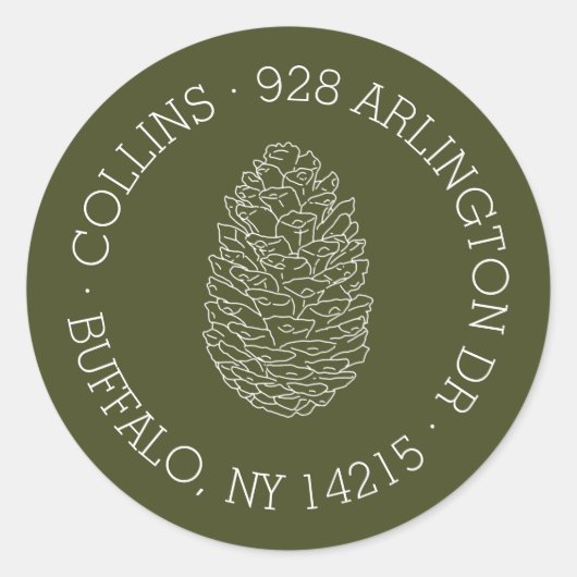 Étiquette de l'adresse de retour ronde en pin rust (Devant)