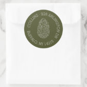 Étiquette de l'adresse de retour ronde en pin rust (Sac)