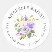 Étiquette de l'adresse de retour ronde florale Lil (Devant)