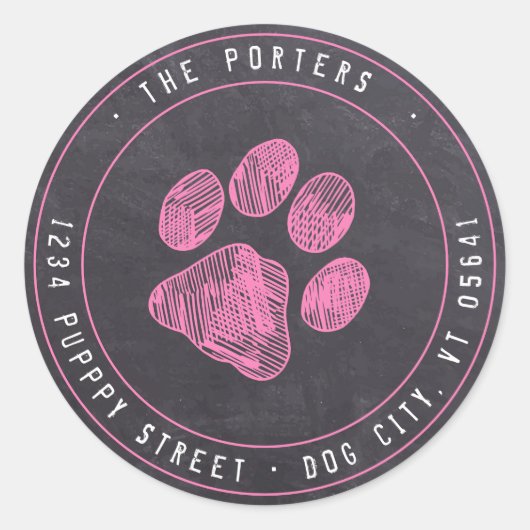 Étiquette de l'adresse de retour rose Empreinte de (Devant)