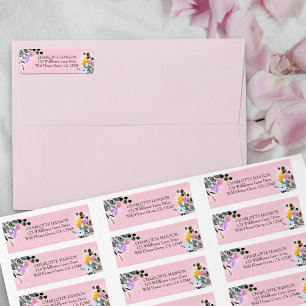 Étiquette de l'adresse de retour rose jolie Fleur