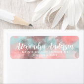 Étiquette de l'adresse de retour Turquoise rose Ab (En situation)