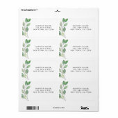 Étiquette de l'adresse de retour verte (Feuille entière)