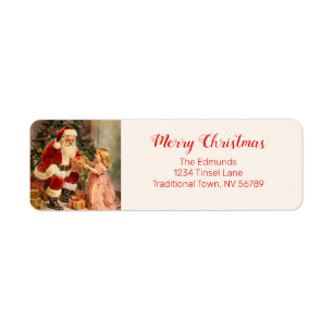 Étiquette de l'adresse de retour Vintage père Noël