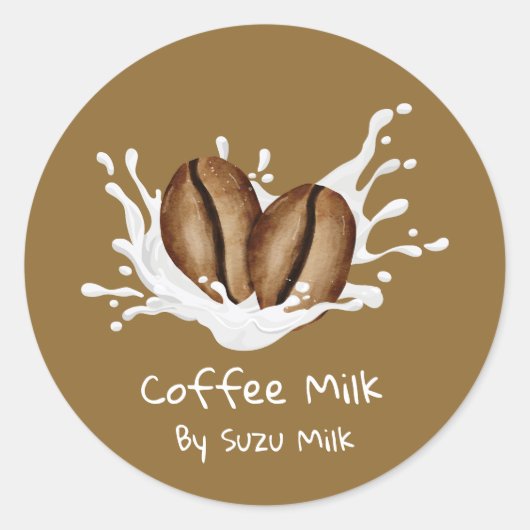 Étiquette de Lait au Café Simple Mignonne (Devant)