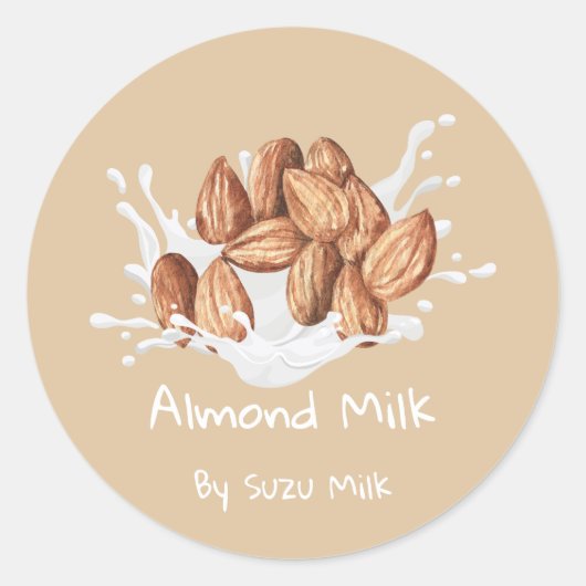 Étiquette de lait d'amande mignonne simple (Devant)