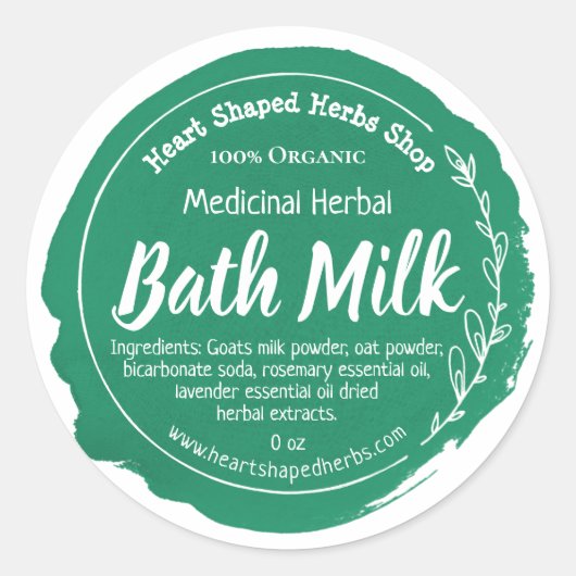 Étiquette de lait de bain à base de plantes artisa (Devant)