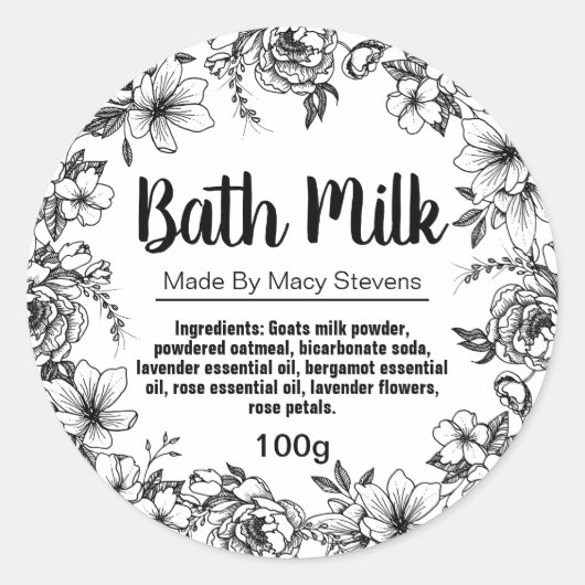 Étiquette de lait de bain personnalisable (Devant)