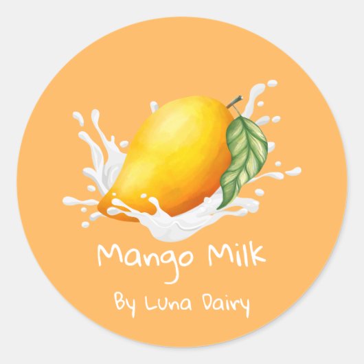 Étiquette de lait de mangue simple mignonne (Devant)