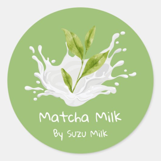 Étiquette de lait de thé vert matcha mignon simple (Devant)
